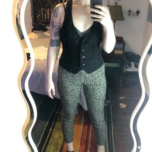 3/$25 Leopard print pants/leggings with a black and brown colour scheme